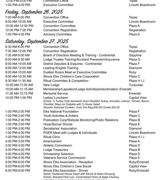 2025 Fall Meeting Schedule