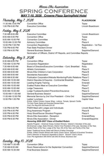 Spring May 2026 Schedule